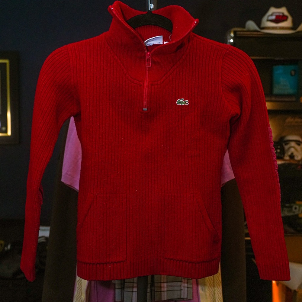 Lacoste Women’s Bold Red Zip-Up Sweater